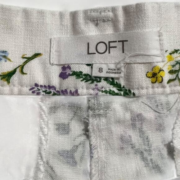 LOFT Riviera Floral Shorts Size 8 Lavender Yellow Cotton Blend - Picture 5 of 6